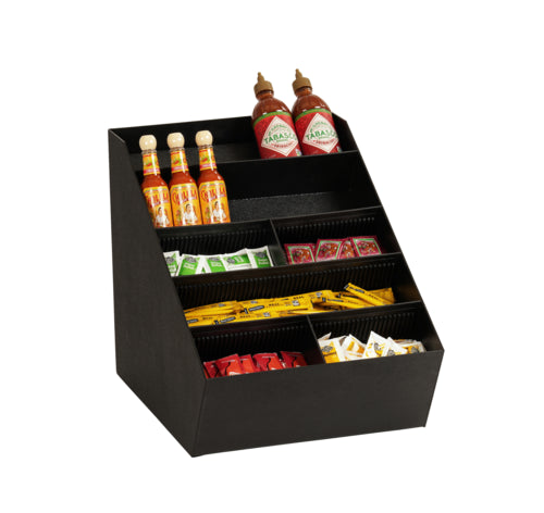 Cal-Mil 24066-13 7 Compartment Lid, Straw & Condiment Organizer - ABS, Black-cityfoodequipment.com