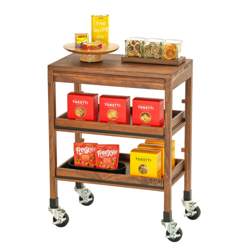 Cal-Mil 24072-78 Serving Cart w/ (3) Shelves - 27"W x 16"D x 30 3/4"H, Walnut-cityfoodequipment.com
