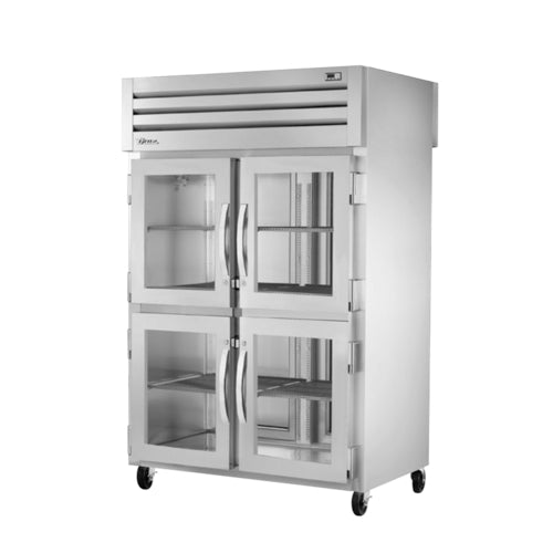 True STA2RPT-4HG-2S-HC 52 3/5" Two Section Pass Thru Refrigerator, (4) Glass Doors, (2) Solid Doors, Left/right Hinge, 115v-cityfoodequipment.com