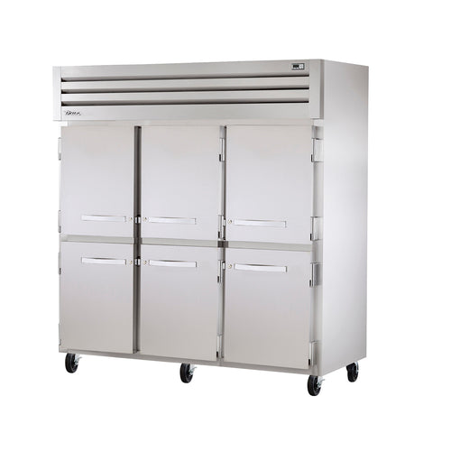 True STA3R-6HS-HC 77 3/4" Three Section Reach In Refrigerator, (6) Left/right Hinge Solid Doors, 115v-cityfoodequipment.com