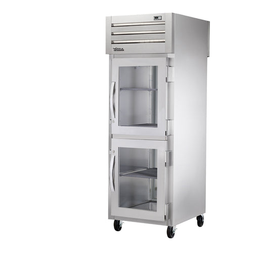 True STG1RPT-2HG-1S-HC 27 1/2" One Section Pass Thru Refrigerator, (2) Glass Doors, (1) Solid Door, Right Hinge, 115v-cityfoodequipment.com