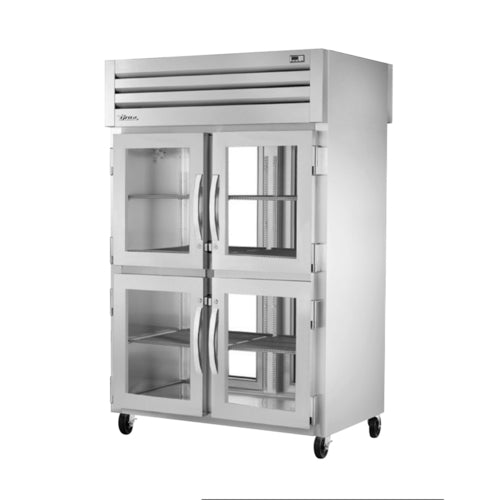 True STG2RPT-4HG-2G-HC 52 5/8" Two Section Pass Thru Refrigerator, (6) Left/Right Hinge Glass Doors, 115v-cityfoodequipment.com