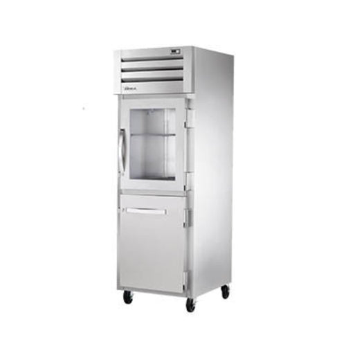 True STR1R-1HG/1HS-HC 27 1/2" One Section Reach In Refrigerator, (1) Glass Door, (1) Solid Door, Right Hinge, 115v-cityfoodequipment.com