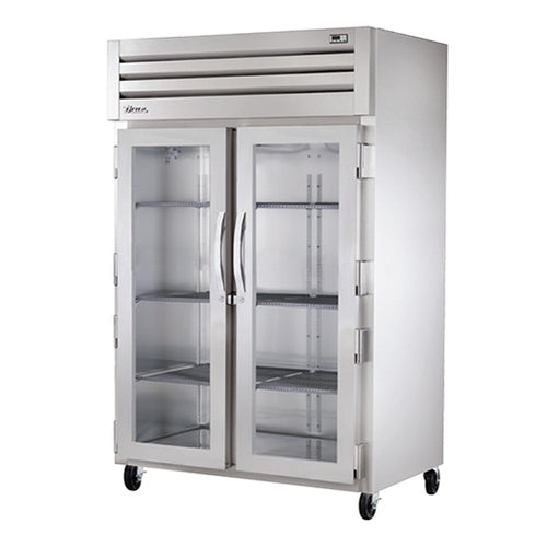 True STR2R-2G-HC 52 3/5" Two Section Reach In Refrigerator, (2) Left/Right Hinge Glass Doors, 115v-cityfoodequipment.com