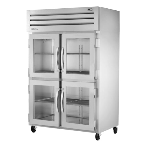 True STR2R-4HG-HC 52 3/5" Two Section Reach In Refrigerator, (4) Left/Right Hinge Glass Doors, 115v-cityfoodequipment.com