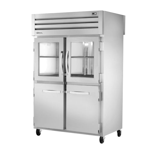 True STR2RPT-2HG/2HS-2S-HC 52 3/5" Two Section Pass Thru Refrigerator, (2) Glass Doors, (4) Solid Doors, Left/Right Hinge, 115v-cityfoodequipment.com