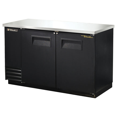 True TBB-2-HC 58 7/8" Bar Refrigerator - 2 Swinging Solid Doors, Black, 115v-cityfoodequipment.com