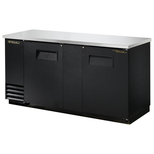 True TBB-3-HC 69" Bar Refrigerator - 2 Swinging Solid Doors, Black, 115v-cityfoodequipment.com