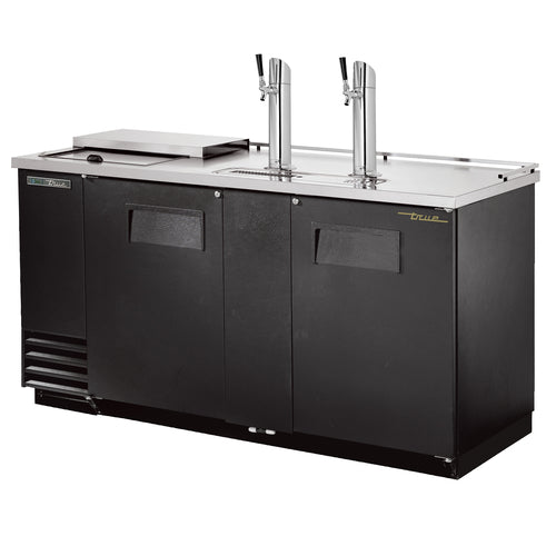 True TDD-3CT-HC 69" Kegerator Beer Dispenser W/ (3) Keg Capacity - (2) Columns, Black, 115v-cityfoodequipment.com