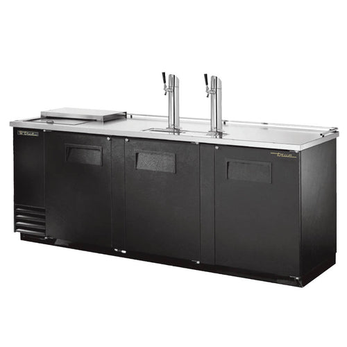 True TDD-4CT-HC 90" Kegerator Beer Dispenser W/ (4) Keg Capacity - (2) Columns, Black, 115v-cityfoodequipment.com