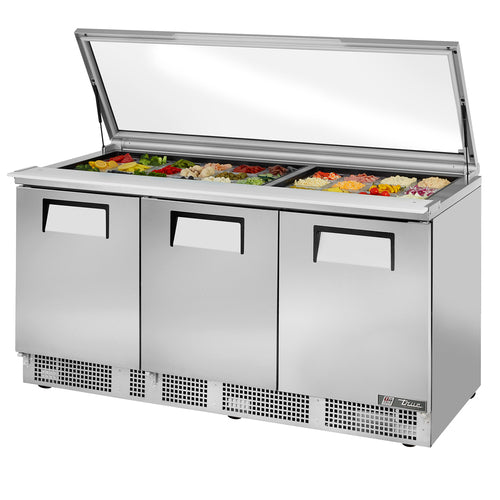 True TFP-72-30M-FGLID-HC 72" Sandwich/Salad Prep Table w/ Refrigerated Base, 115v-cityfoodequipment.com