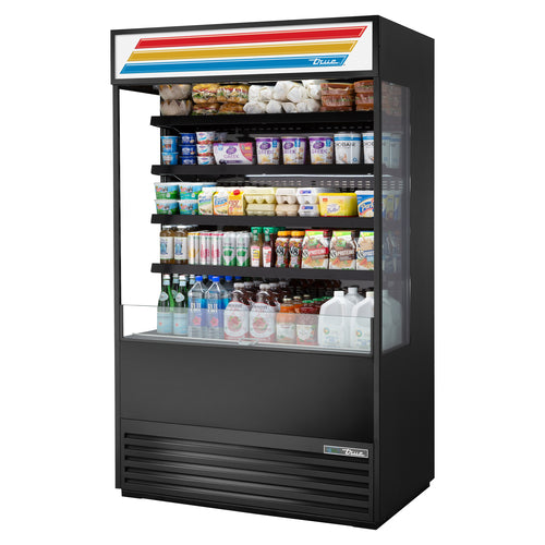 True TOAM-48GS-HC~TSL01 48" Vertical Open Air Cooler W/ (5) Levels, Black, 208-230v-cityfoodequipment.com