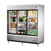 True TSD-69G-HC-LD 78 1/8" Three Section Reach In Refrigerator, (3) Sliding Glass Doors, 115v-cityfoodequipment.com