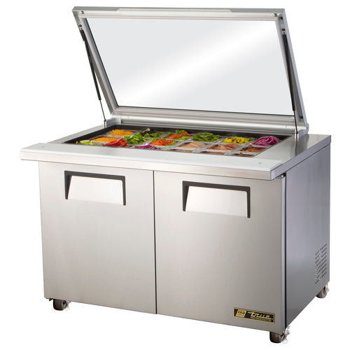 True TSSU-48-18M-B-FGLID-HC 48" TSSU Series Mega Top Sandwich/Salad Prep Table w/ Refrigerated Base, 115v-cityfoodequipment.com