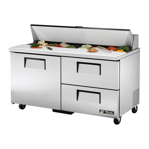 True TSSU-60-16D-2-HC 60" TSSU Series Sandwich/Salad Prep Table w/ Refrigerated Base, 115v-cityfoodequipment.com