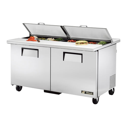 True TSSU-60-16-DS-ST-HC 60" TSSU Series Dual Sided Sandwich/Salad Prep Table w/ Refrigerated Base, 115v-cityfoodequipment.com