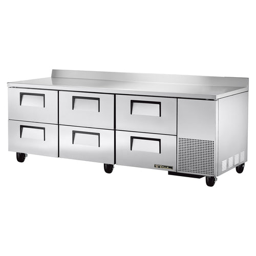 True TWT-93D-6-HC 93" Worktop Refrigerator w/ (3) Sections & (6) Drawers, 115v-cityfoodequipment.com