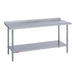 Duke 314-24120-2R 120" 14 Ga Work Table W/ Undershelf & 300 Series Stainless Top, 1 1/8" Backsplash-cityfoodequipment.com