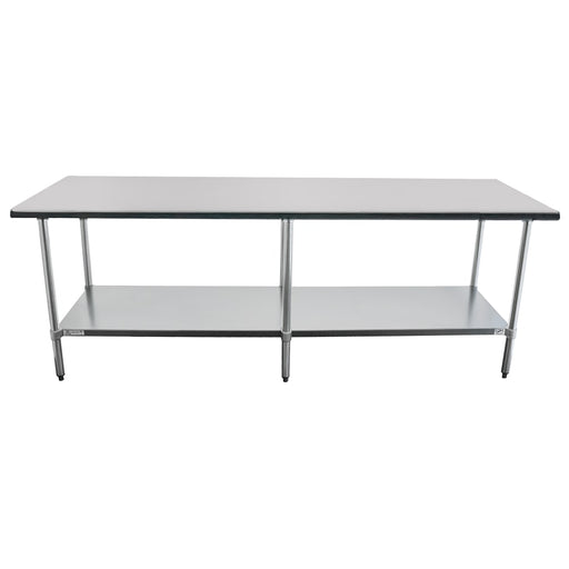Duke 314-2496-2R 96" 14 Ga Work Table W/ Undershelf & 300 Series Stainless Top, 1 1/8" Backsplash-cityfoodequipment.com