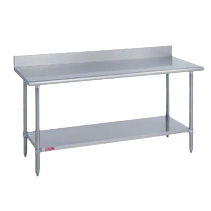 Duke 314-3048-5R 48" 14 Ga Work Table W/ Undershelf & 300 Series Stainless Top, 4 3/5" Backsplash-cityfoodequipment.com