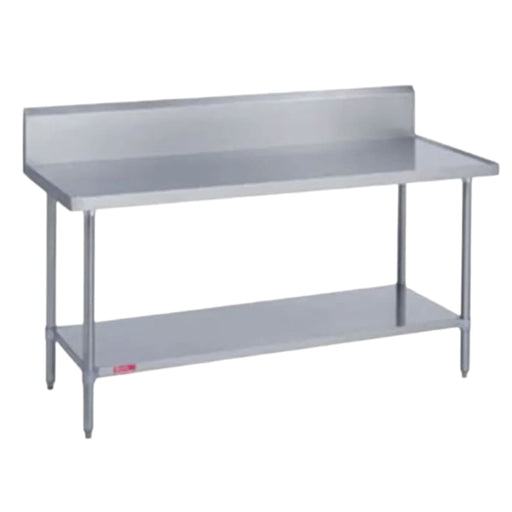 Duke 314S-2448-10R 48" 14 Ga Work Table W/ Undershelf & 300 Series Stainless Top, 9 1/2" Backsplash-cityfoodequipment.com