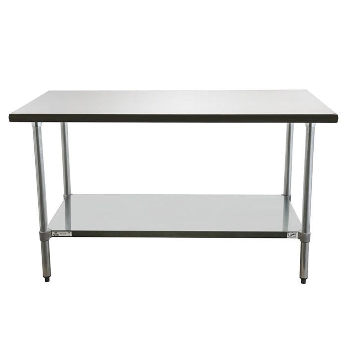 Duke 314S-2460-10R 60" 14 Ga Work Table W/ Undershelf & 300 Series Stainless Top, 9 1/2" Backsplash-cityfoodequipment.com