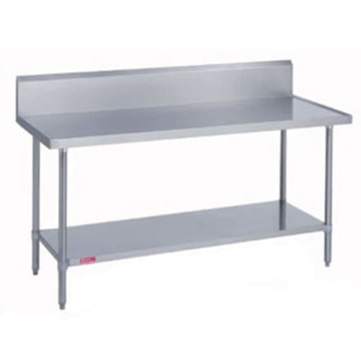 Duke 314S-30144-10R 144" 14 ga Work Table w/ Undershelf & 300 Series Stainless Top, 9 1/2" Backsplash-cityfoodequipment.com