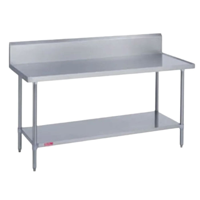 Duke 314-2448-10R 48" 14 Ga Work Table W/ Undershelf & 300 Series Stainless Top, 9 1/2" Backsplash-cityfoodequipment.com