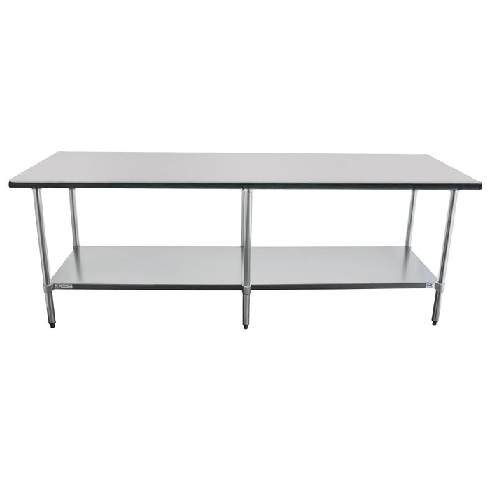 Duke 316S-2496-2R 96" 16 ga Work Table w/ Undershelf & 300 Series Stainless Top, 1 1/8" Backsplash-cityfoodequipment.com