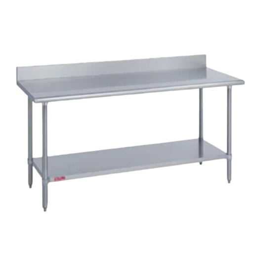 Duke 416-3660-5R 60" 16 ga Work Table w/ Undershelf & 400 Series Stainless Top, 4 3/5" Backsplash-cityfoodequipment.com
