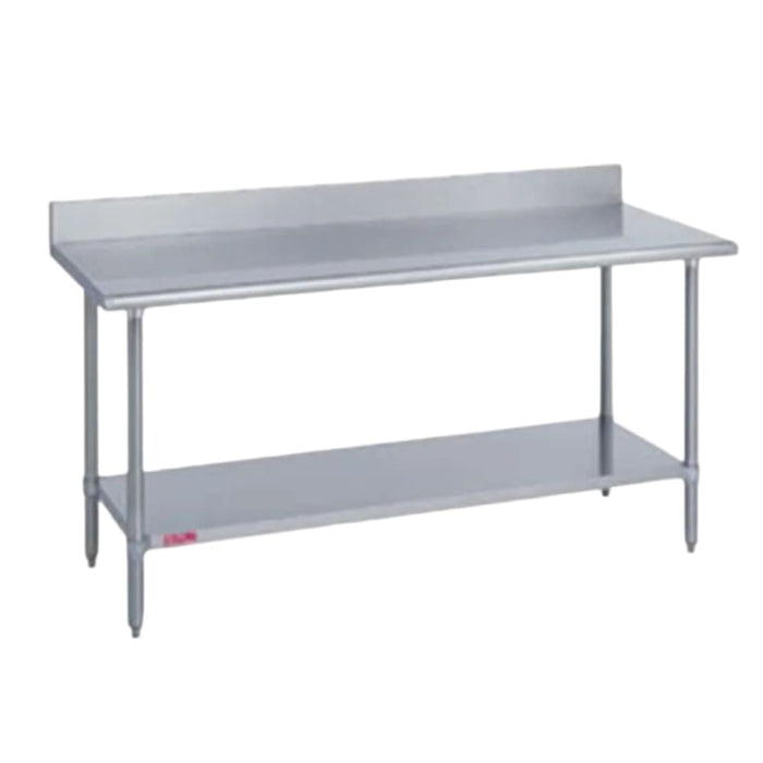 Duke 416S-2448-5R 48" 16 ga Work Table w/ Undershelf & 400 Series Stainless Top, 4 3/5" Backsplash-cityfoodequipment.com