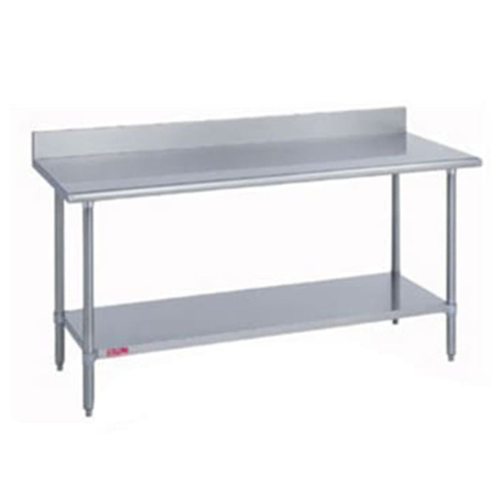 Duke 416S-36108-5R 108" 16 ga Work Table w/ Undershelf & 400 Series Stainless Top, 4 3/5" Backsplash-cityfoodequipment.com