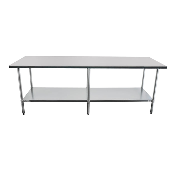 Duke 418-2496 96" 18 ga Work Table w/ Undershelf & 400 Series Stainless Flat Top-cityfoodequipment.com