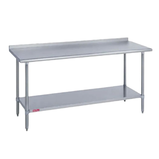 Duke 418-3096-2R 96" 18 ga Work Table w/ Undershelf & 400 Series Stainless Top, 1 1/8" Backsplash-cityfoodequipment.com