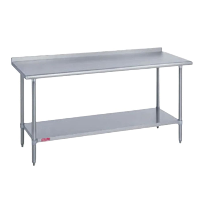 Duke 418-3096-2R 96" 18 ga Work Table w/ Undershelf & 400 Series Stainless Top, 1 1/8" Backsplash-cityfoodequipment.com