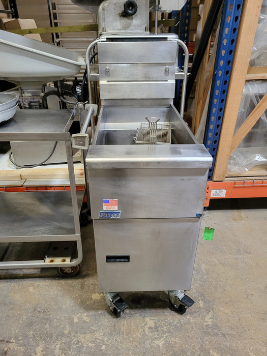 Used Pitco SG14 Gas Fryer - (1) 50 lb Vat, Floor Model, Natural Gas-cityfoodequipment.com