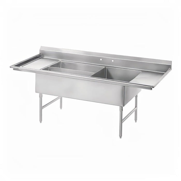 Advance Tabco 18-K5-56 91" 3 Compartment Sink w/ 24"L x 30"W Bowl, 12" Deep-cityfoodequipment.com