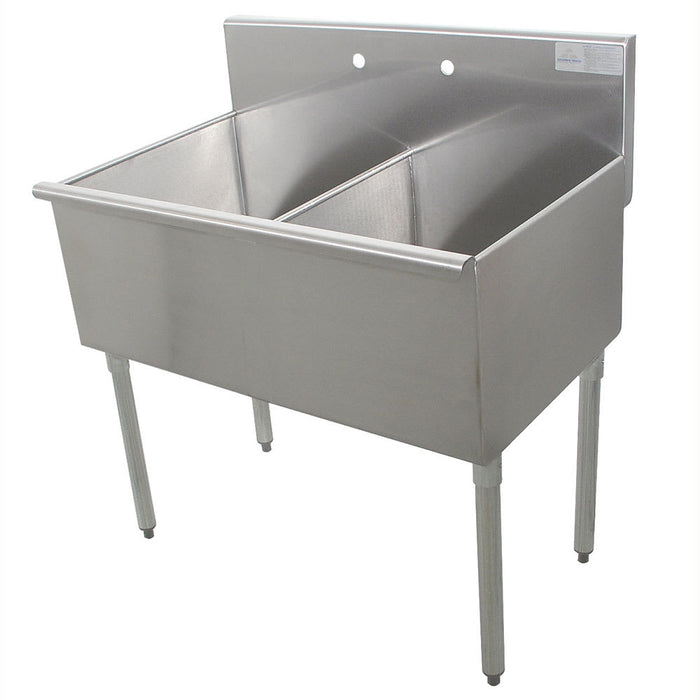 Advance Tabco 4-42-60 60" 2 Compartment Sink w/ 30"L x 24"W Bowl, 13" Deep-cityfoodequipment.com