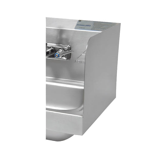 Advance Tabco 7-PS-11A 12" Tall Welded Side Splash for Hand Sinks - 9" x 9" Bowls, Splash Mount-cityfoodequipment.com