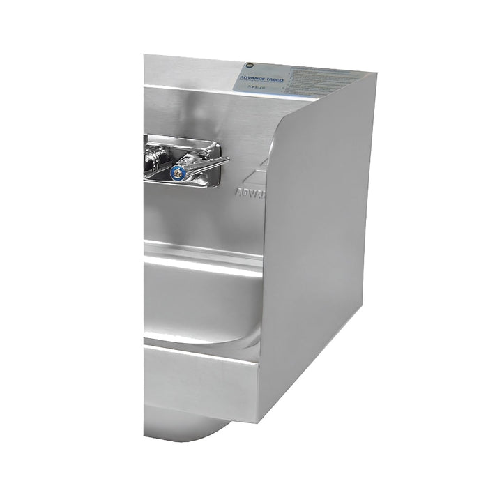 Advance Tabco 7-PS-11A 12" Tall Welded Side Splash for Hand Sinks - 9" x 9" Bowls, Splash Mount-cityfoodequipment.com