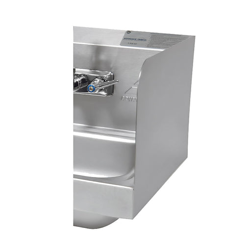 Advance Tabco 7-PS-15A 12" Tall Side Splash for Hand Sinks - 9" x 9" Bowls, 2 Sides, Splash Mount-cityfoodequipment.com