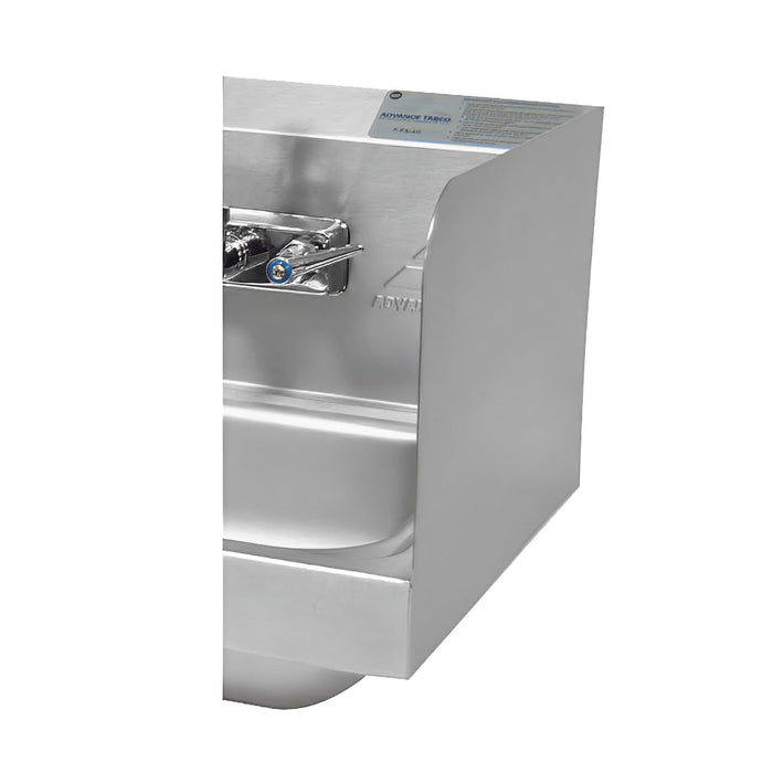 Advance Tabco 7-PS-15B 12" Tall Side Splash for Hand Sinks - 10" x 14" Bowls, 2 Sides, Deck Mount-cityfoodequipment.com