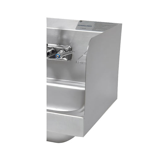 Advance Tabco 7-PS-16A 7 3/4" Tall Welded Side Splash for Hand Sinks - 9" x 9" Bowl, Splash Mount-cityfoodequipment.com