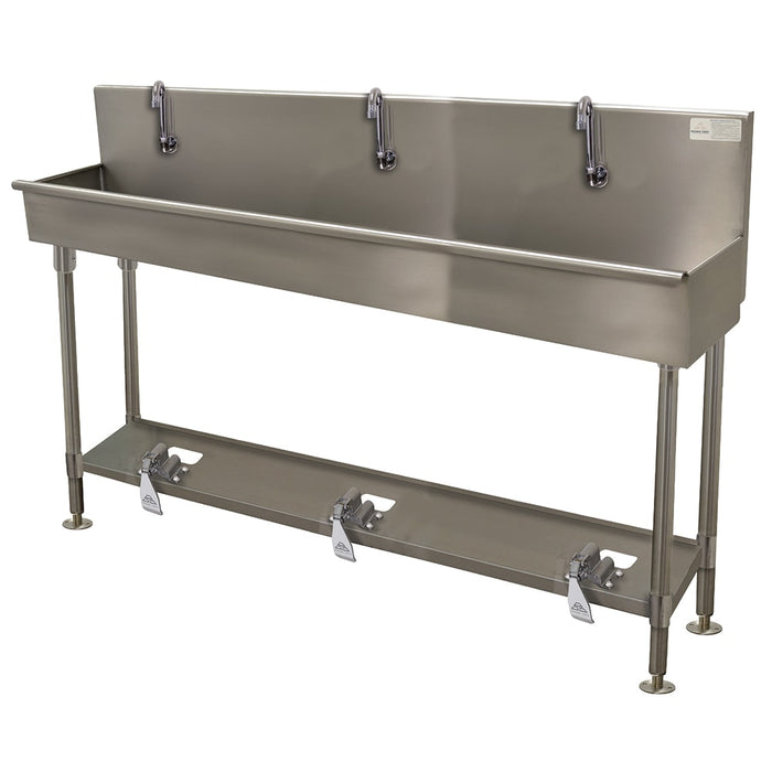 Advance Tabco 19-FM-60FV 60" Wall Mount Multiwash Touchless Hand Sink w/ (3) Faucets, Pedal Valve-cityfoodequipment.com