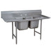 Advance Tabco 9-2-36-18RL 72" 2 Compartment Sink w/ 16"L x 20"W Bowl, 12" Deep-cityfoodequipment.com