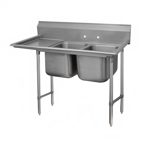 Advance Tabco 9-2-36-24L 65" 2 Compartment Sink w/ 16"L x 20"W Bowl, 12" Deep-cityfoodequipment.com