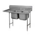 Advance Tabco 9-2-36-24L 65" 2 Compartment Sink w/ 16"L x 20"W Bowl, 12" Deep-cityfoodequipment.com