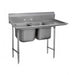 Advance Tabco 9-2-36-24R 65" 2 Compartment Sink w/ 16"L x 20"W Bowl, 12" Deep-cityfoodequipment.com