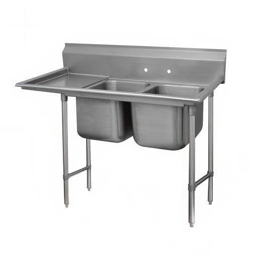 Advance Tabco 9-2-36-36L 77" 2 Compartment Sink w/ 16"L x 20"W Bowl, 12" Deep-cityfoodequipment.com