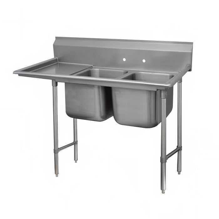 Advance Tabco 9-2-36-36L 77" 2 Compartment Sink w/ 16"L x 20"W Bowl, 12" Deep-cityfoodequipment.com